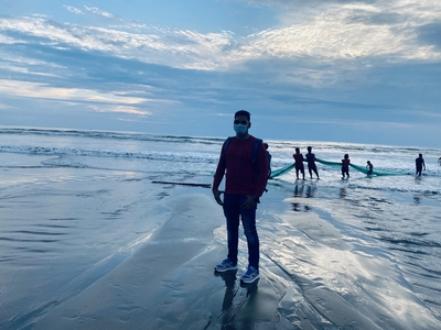 Standing on the beach at Coxs Bazar during a beautiful weather