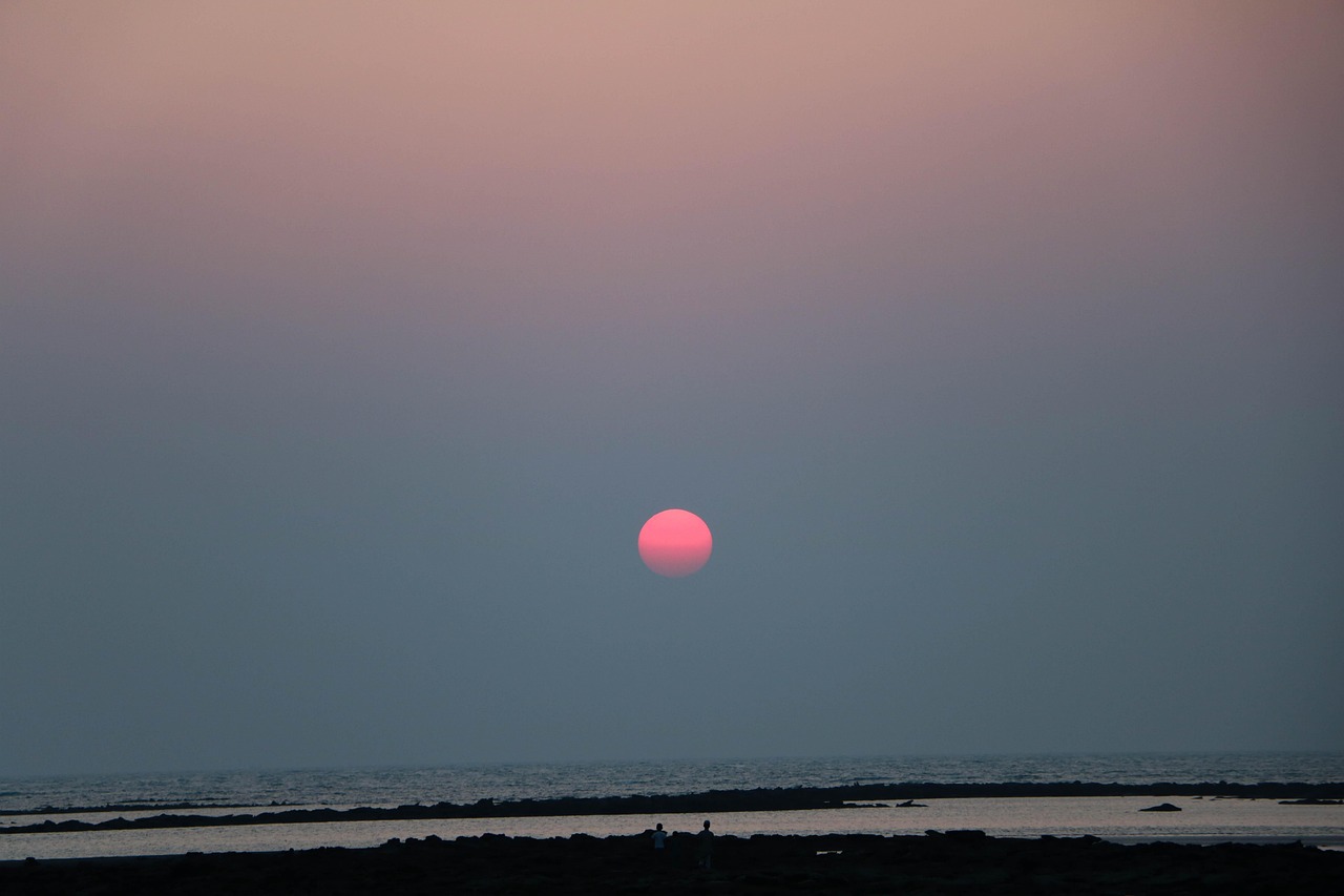 Golden sunset at Saint Martin Island showing fishing boats